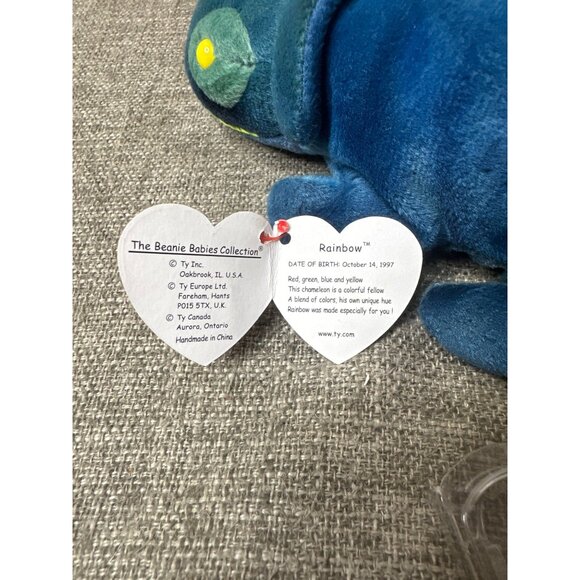 Vintage 1997 Ty Beanie Baby Rainbow Dark Blue Plush Collectible Stuffed Animal - Picture 7 of 8
